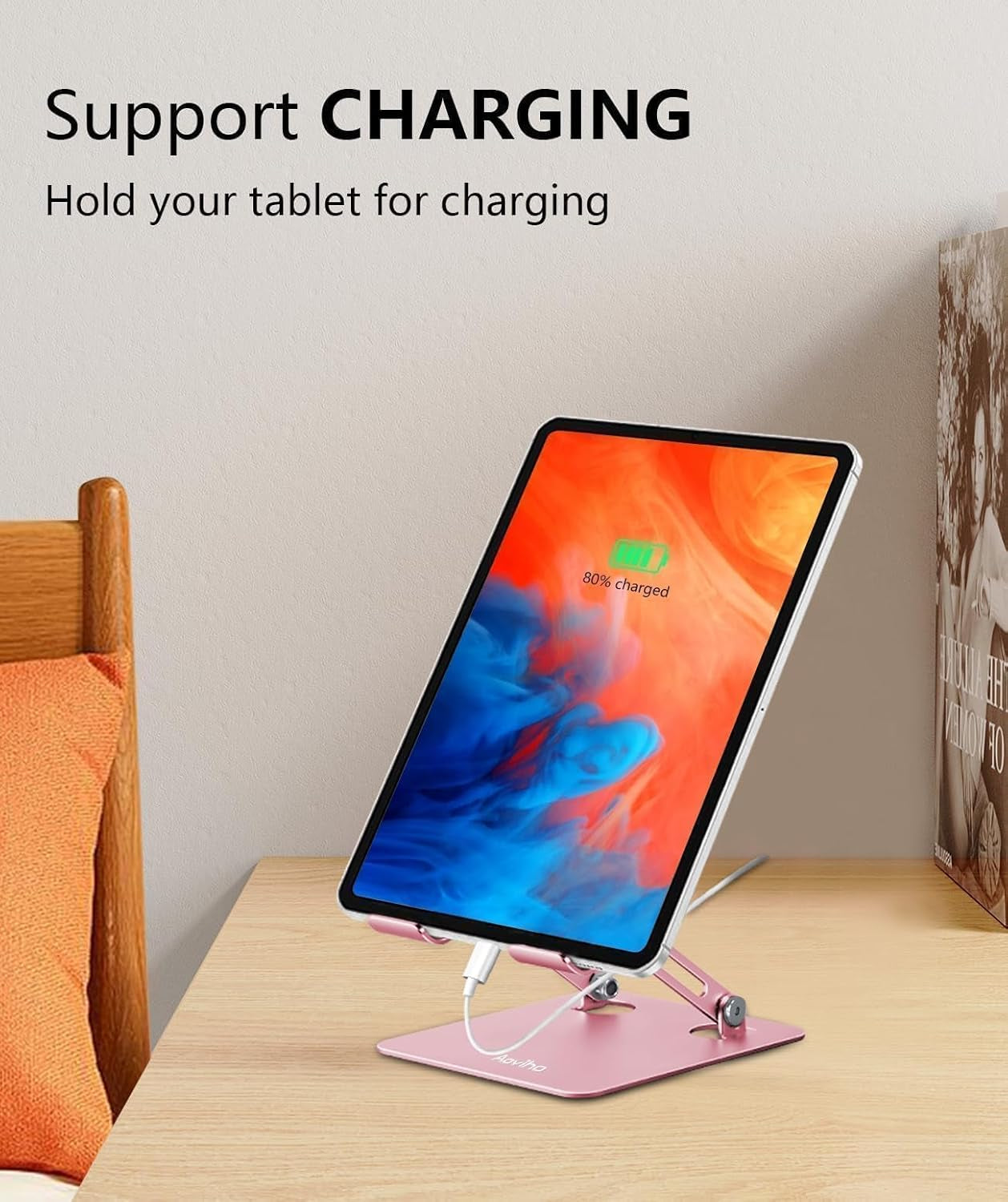 🌸Adjustable Aluminum Tablet Stand - Foldable Desk Holder for iPad Pro, Samsung Galaxy Tab, Kindle & More | 4-12" Tablets | Rose Gold – Cherry Blossom Collection