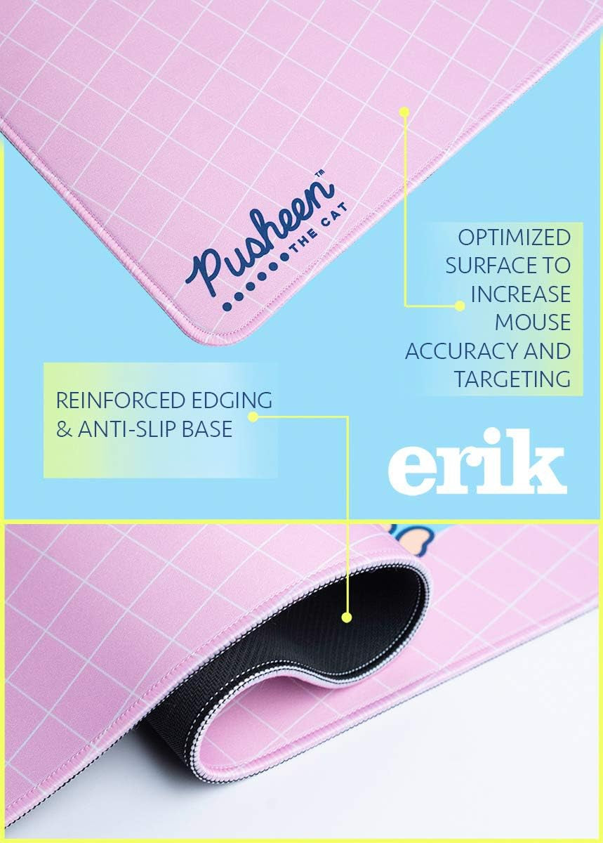 Pusheen Mouse Pad XXL - Desk Pad - 31.5" X 13.78" Non-Slip Rubber Base Mouse Pad, Gaming Mouse Pad, Keyboard Mouse Pad, Kawaii Mouse Pad