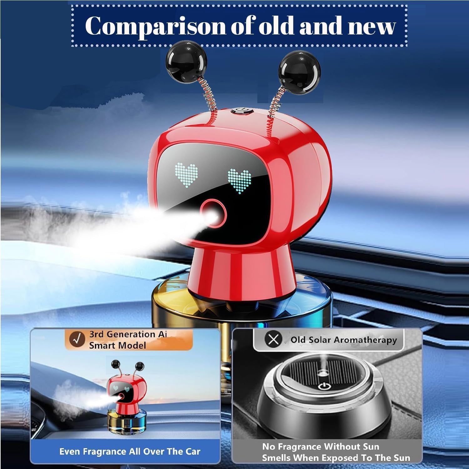 🤖Smart Robot Car Air Freshener – Intelligent Aromatherapy Diffuser with Vibration Sensor | Fine Mist Spray, 4 Modes, Refillable, USB Rechargeable