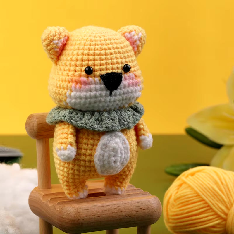 DIY Crochet Animal Kit for Beginners โ Plush Yarn Animal Craft Set (Dinosaur, Fox, Elephant, More) | Geeky Handmade Decor & Stress-Free Hobby for Adults & Teens