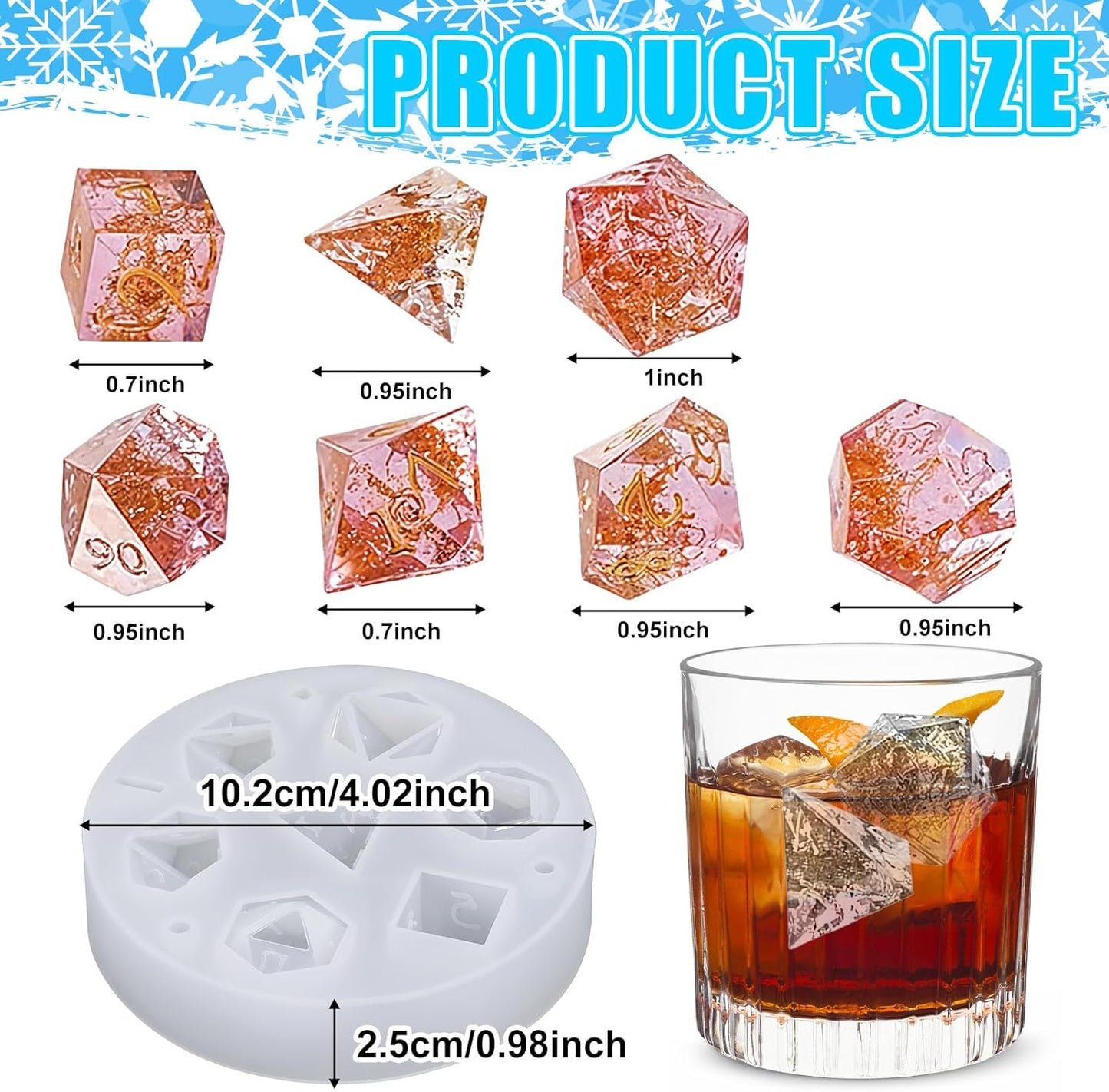 🎲 3D Dice Ice Cube Mold – Silicone DND Ice Tray for Whiskey, Cocktails, & Game Nights | Geeky Gift for Tabletop Fans & Drink Lovers