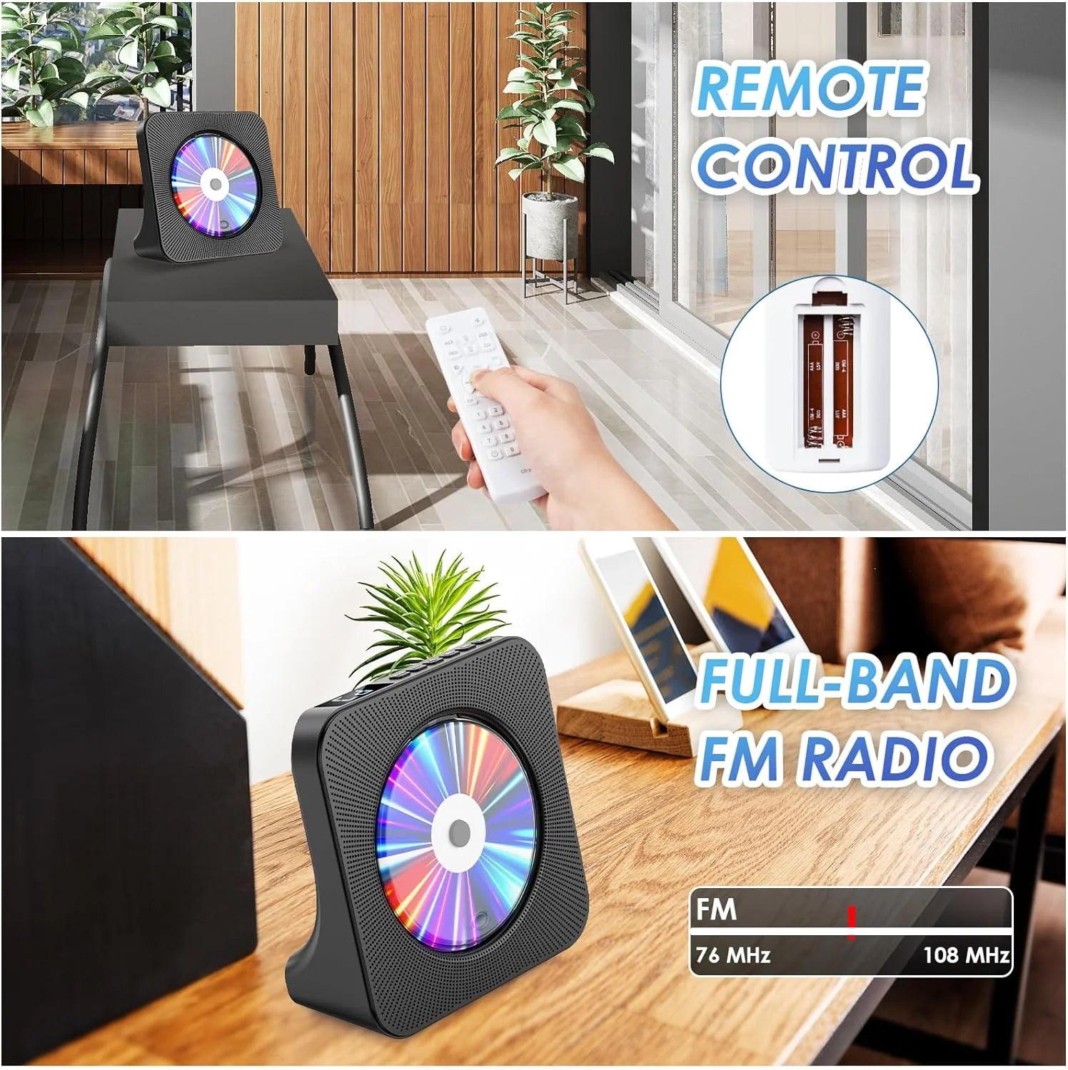 📀 RetroWave All-in-One CD/DVD Player with Bluetooth Speakers – FM Radio, USB Playback, Alarm Clock, 1080P HDMI Out & Remote