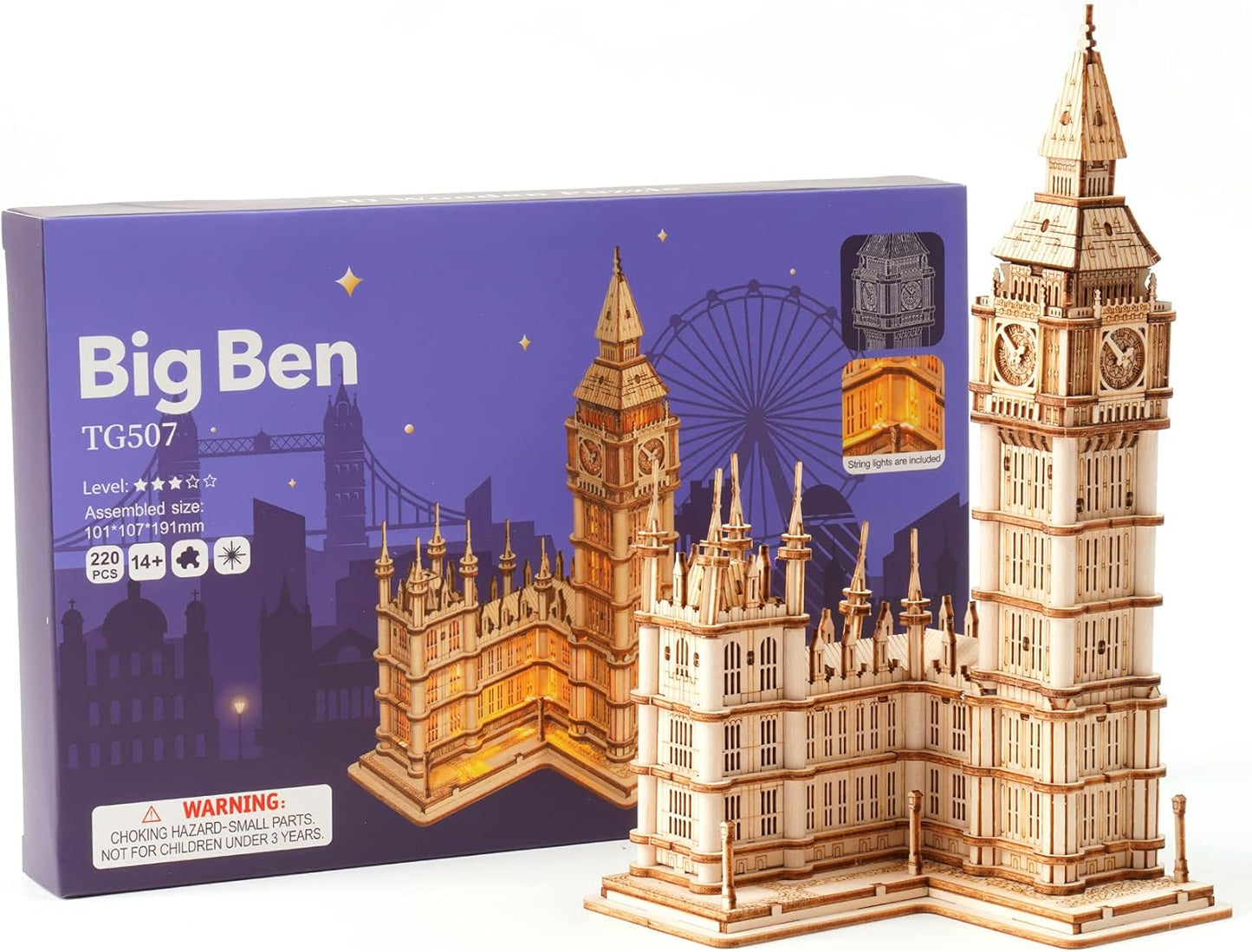 🧩 Big Ben 3D Wooden Puzzle Kit – Iconic London Landmark Model for Adults & Teens (14+)
