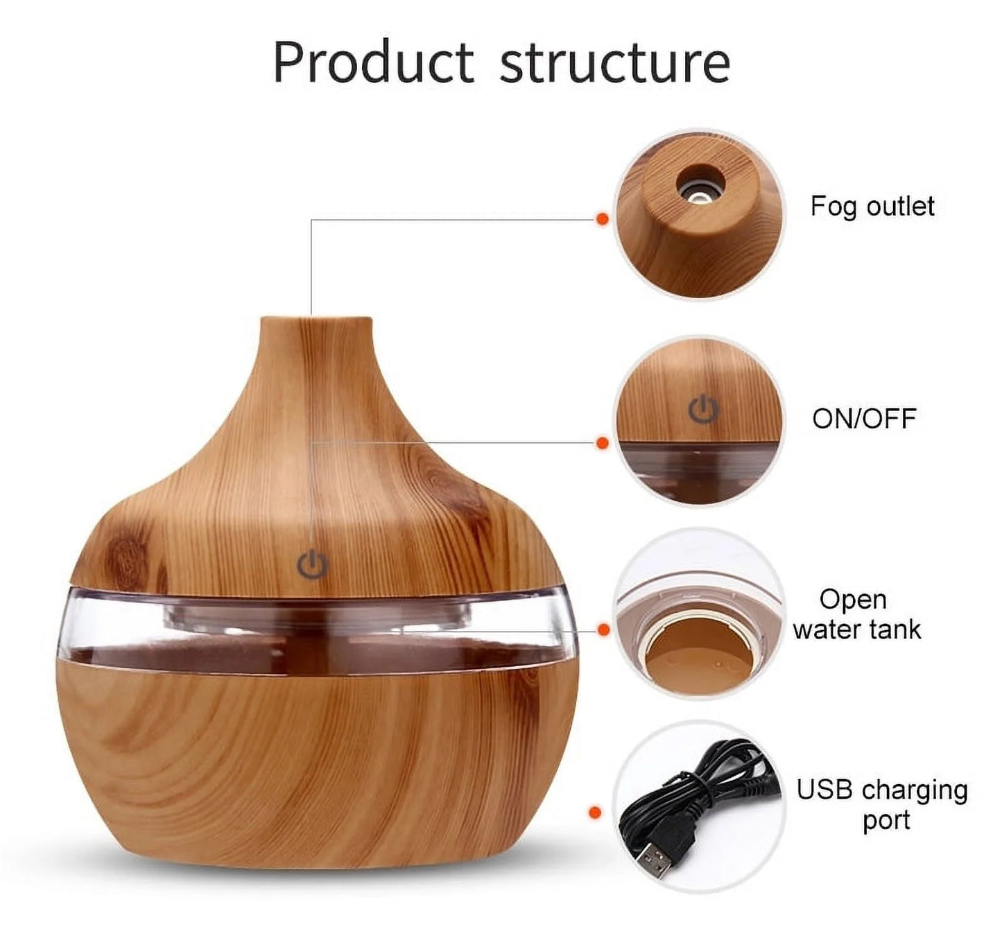 🌿 300ML Cool Mist Essential Oil Diffuser & Humidifier – Ultrasonic Aroma Air Freshener with Auto Shut-Off, 7 LED Colors & Timer