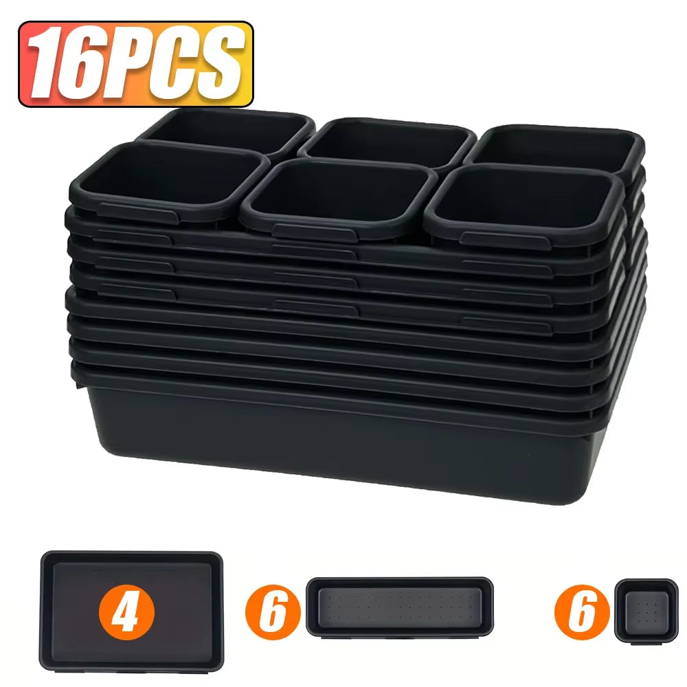 🧰 Modular Desk & Drawer Organizer Tray Set - Tool & Tech Organizer Bins for Home Office, Gaming Desk, Toolboxes & Workspaces