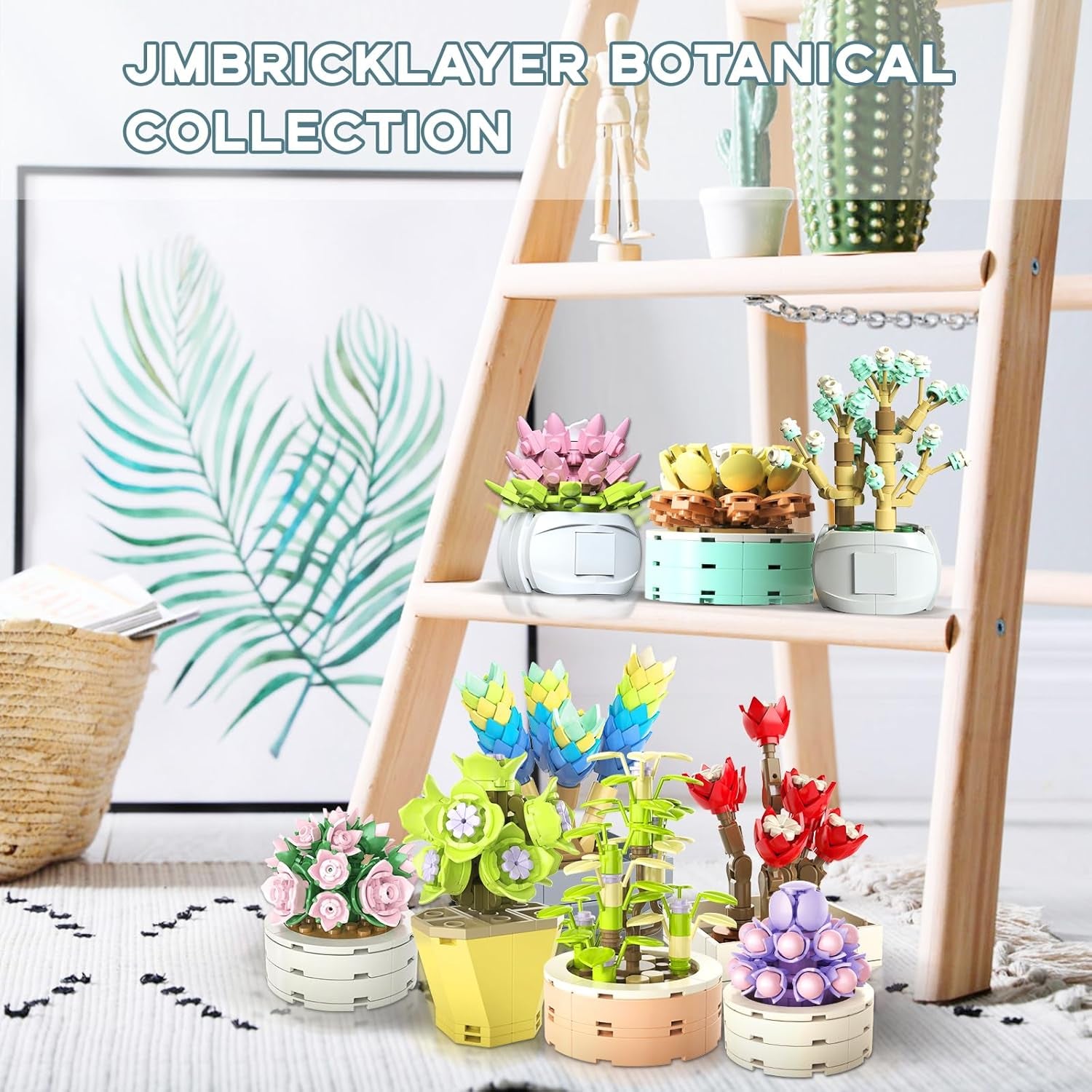 🌿JMBricklayer Succulent Bonsai Building Set – 9 Colorful Succulent Models with 750 Bricks | DIY Desk & Room Decor, Creative Gift for Plant Lovers & Art Enthusiasts