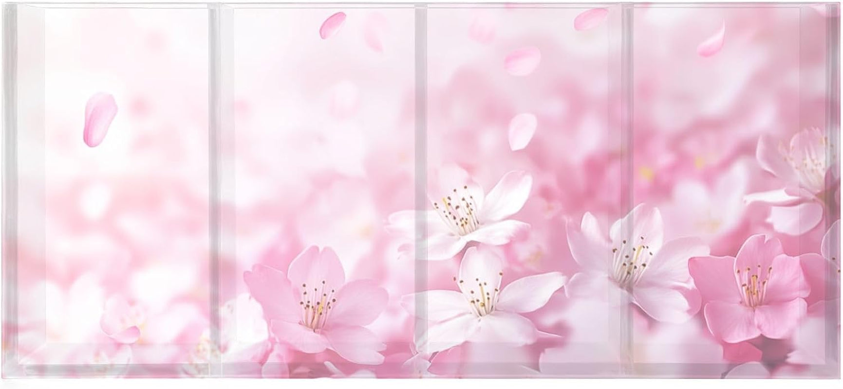 🌸Pink Cherry Blossom Acrylic Makeup Brush & Pen Organizer – 4-Compartment Floral Desk Storage for Offices, Vanities & Game Stations | Geek Findings