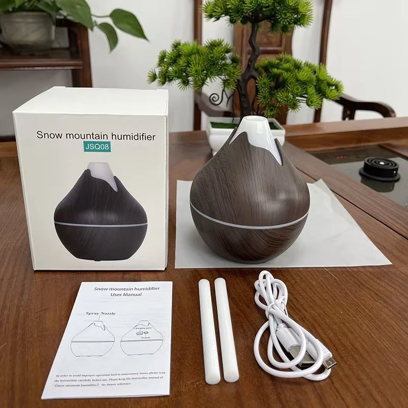 ๐ฟ Wood Grain Ultrasonic Aroma Diffuser โ Essential Oil Humidifier with Remote Control & 7-Color LED Mood Light | Cool Mist & Quiet Operation for Home, Office, or Bedroom