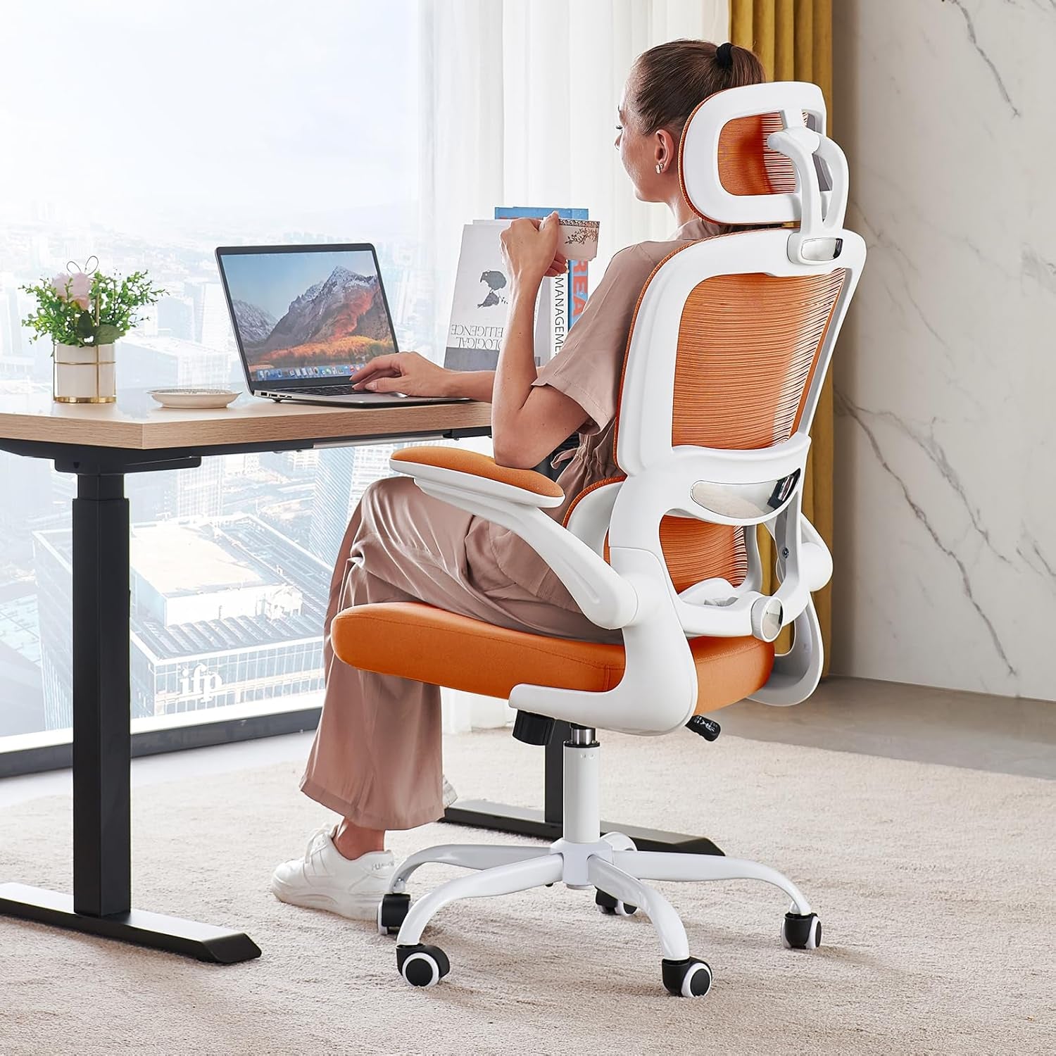 🌸Blossom Comfort: Pink Ergonomic Mesh Office Chair – High-Back Adjustable Desk & Gaming Chair (330 lbs Support) | Cherry Blossom Collection