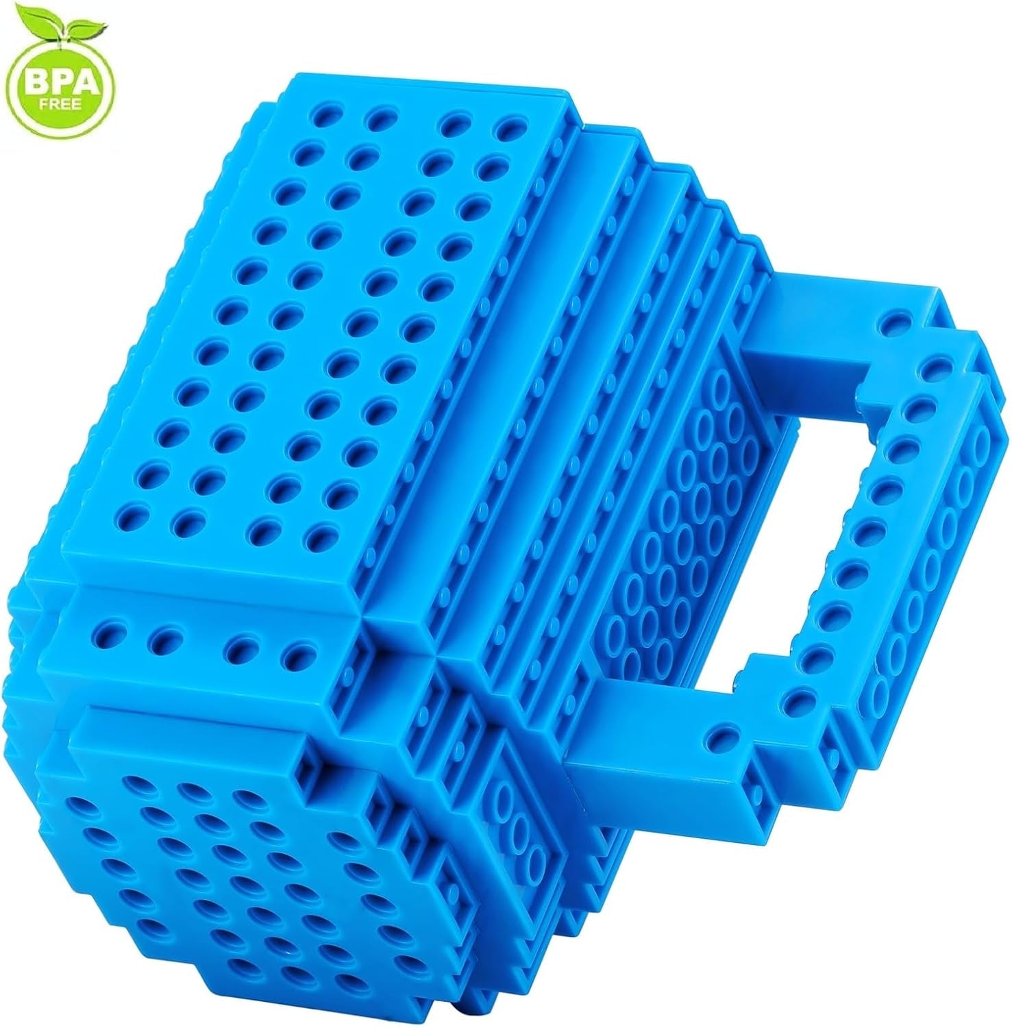 🧱☕Build-On Brick Coffee Mug – DIY Block-Compatible Cup for Adults & Kids | Creative Desk Toy, Geek Gift, Office Icebreaker | Includes Bonus Bricks | 15oz