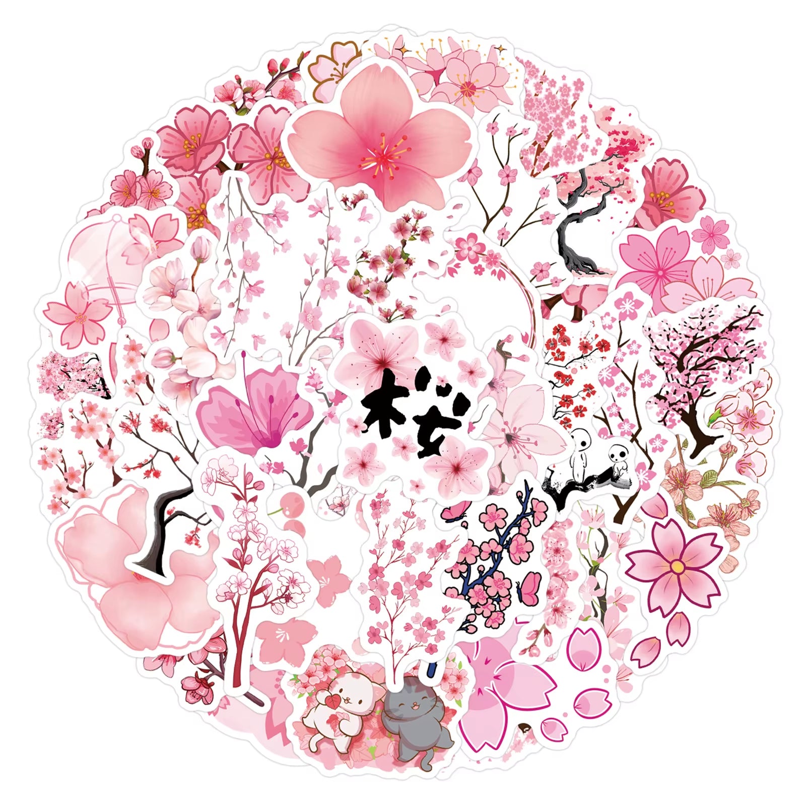 🌸50PCS Cherry Blossom Aesthetic Stickers – Waterproof Decals for Laptops, Phones, Notebooks, Gaming Stations & Offices | Geek Findings Cherry Blossom Collection
