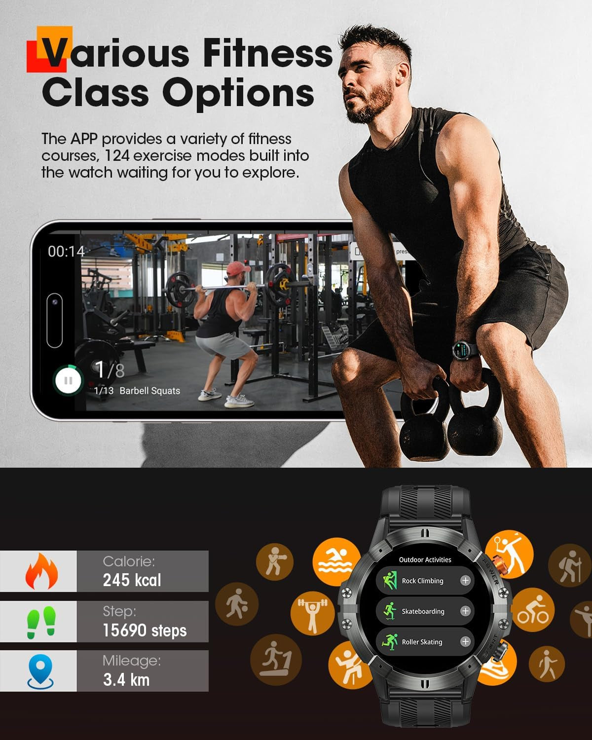 TitanCore Bluetooth Military Smartwatch – Rugged Fitness Tracker with Calls, Heart Monitor, 124 Sports Modes & 10-Day Battery | Compatible with iPhone & Android