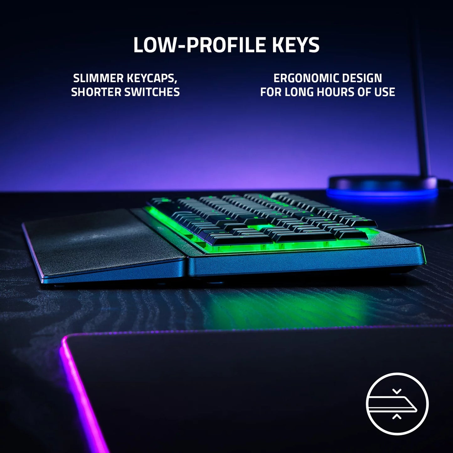 Razer Ornata V3 X Wired Gaming Keyboard โ Slim, Silent, RGB-Backlit with Wrist Rest & Spill-Resistant Design