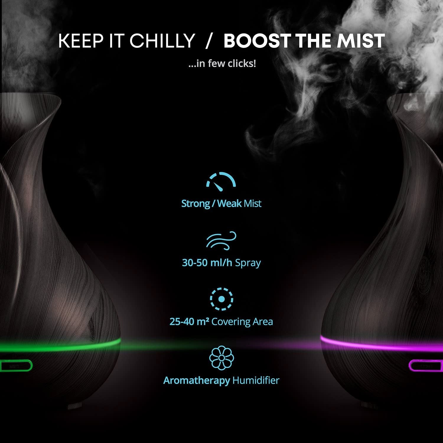 🧠 Smart WiFi Essential Oil Diffuser & Humidifier – 400ML Ultrasonic Cool Mist with Alexa & Google Home, App + Voice Control, LED Timer, Schedule Feature