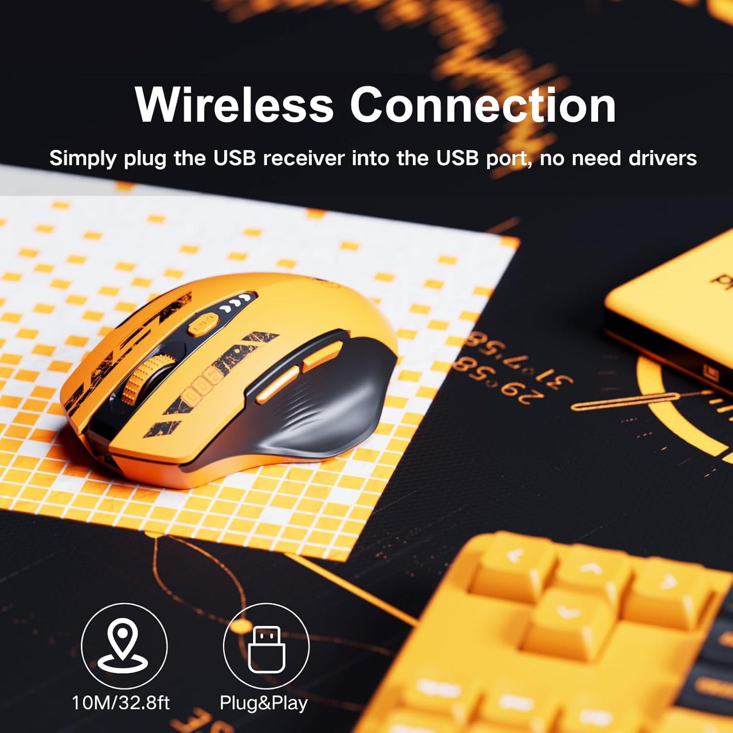 ⚡ Ergonomic Wireless Mouse with Visible Battery Level – 2.4GHz, Rechargeable, 4 DPI Settings