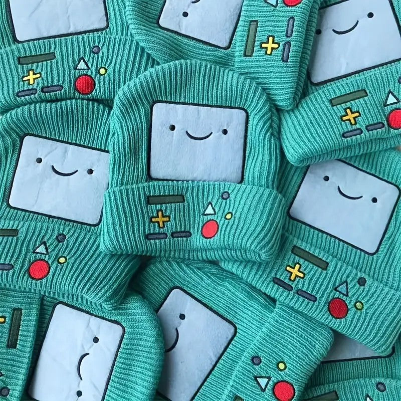 Smiley Knit Beanie – Gamer Style Winter Hat for Tech Lovers & Trendsetters