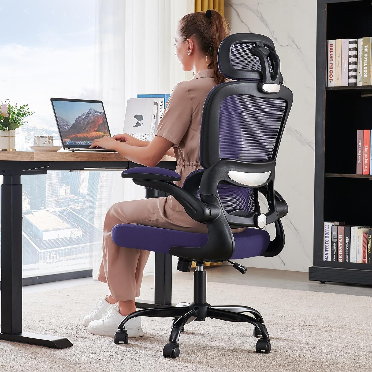 🌸Blossom Comfort: Pink Ergonomic Mesh Office Chair – High-Back Adjustable Desk & Gaming Chair (330 lbs Support) | Cherry Blossom Collection