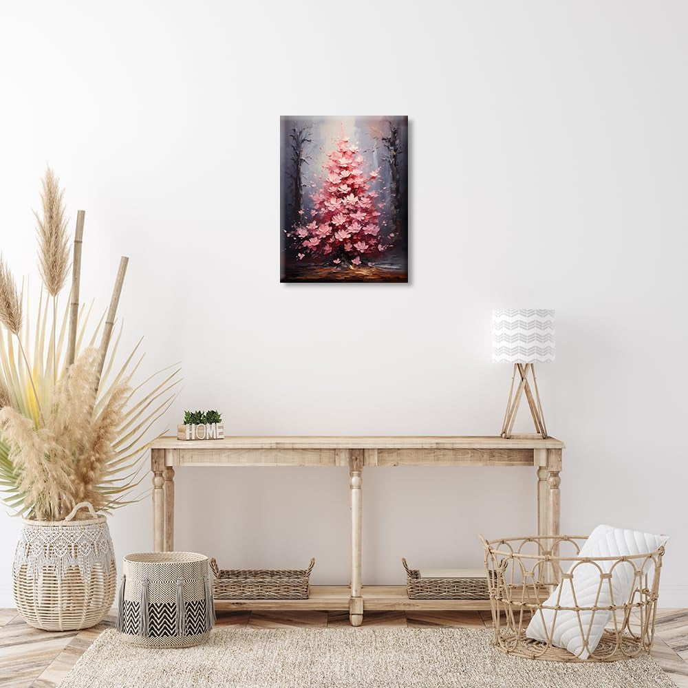 ๐ธ๐จ Spring Cherry Blossom Abstract Floral Canvas Wall Art โ Pink Plant Painting for Living Room, Office & Game Stations | 12"x16" | Ready to Hang | Geek Findings Cherry Blossom Collection