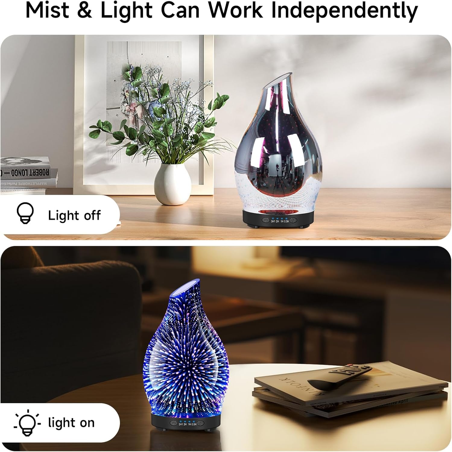 🌬️Essential Oil Diffuser – 120ML Glass Aromatherapy Humidifier with LED Lights & Auto Shut-Off