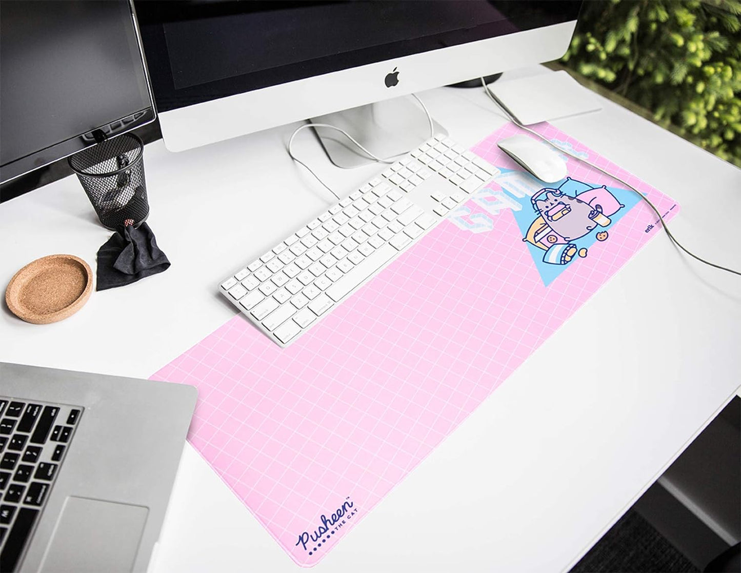 Pusheen Mouse Pad XXL - Desk Pad - 31.5" X 13.78" Non-Slip Rubber Base Mouse Pad, Gaming Mouse Pad, Keyboard Mouse Pad, Kawaii Mouse Pad