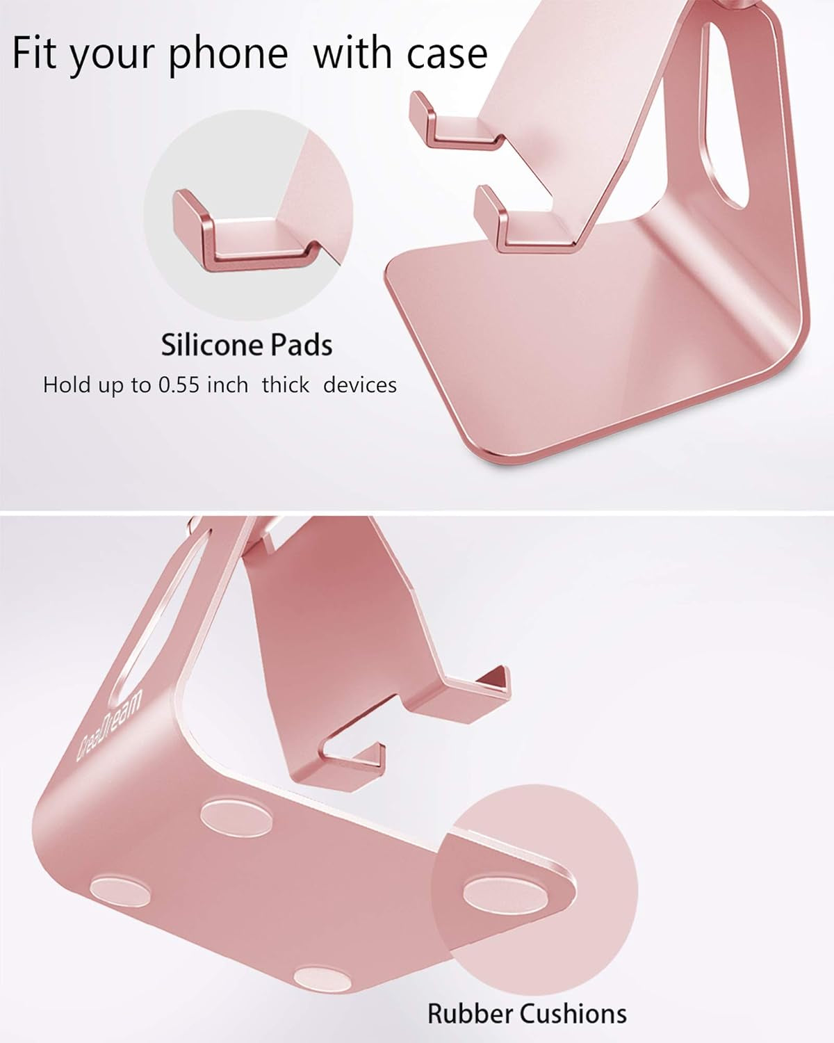 🌸📱Adjustable Aluminum Cell Phone Stand - 270° Multi-Angle Desktop Dock Holder | Compatible with iPhone 16, 15, 14, 13, 12, 11, Plus & More - Rose Gold