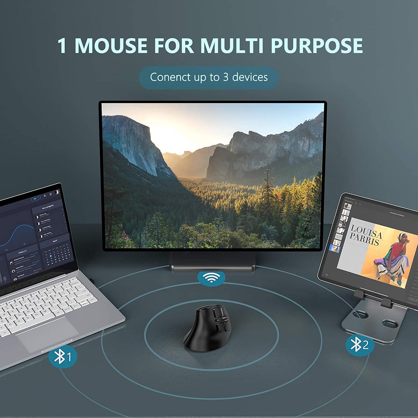🖱️ The Ultimate 3-in-1 Ergonomic Wireless Mouse – For Work, Play & Everything in Between