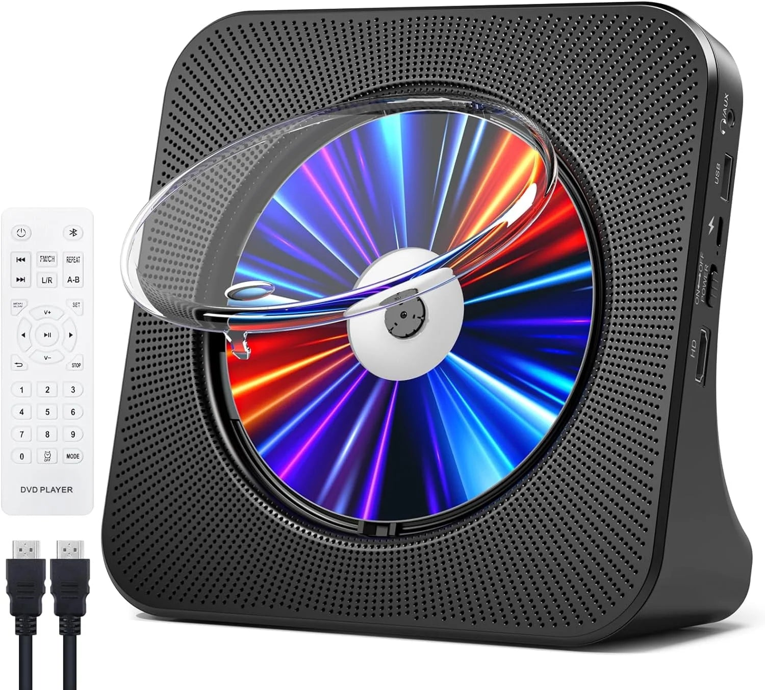 📀 RetroWave All-in-One CD/DVD Player with Bluetooth Speakers – FM Radio, USB Playback, Alarm Clock, 1080P HDMI Out & Remote