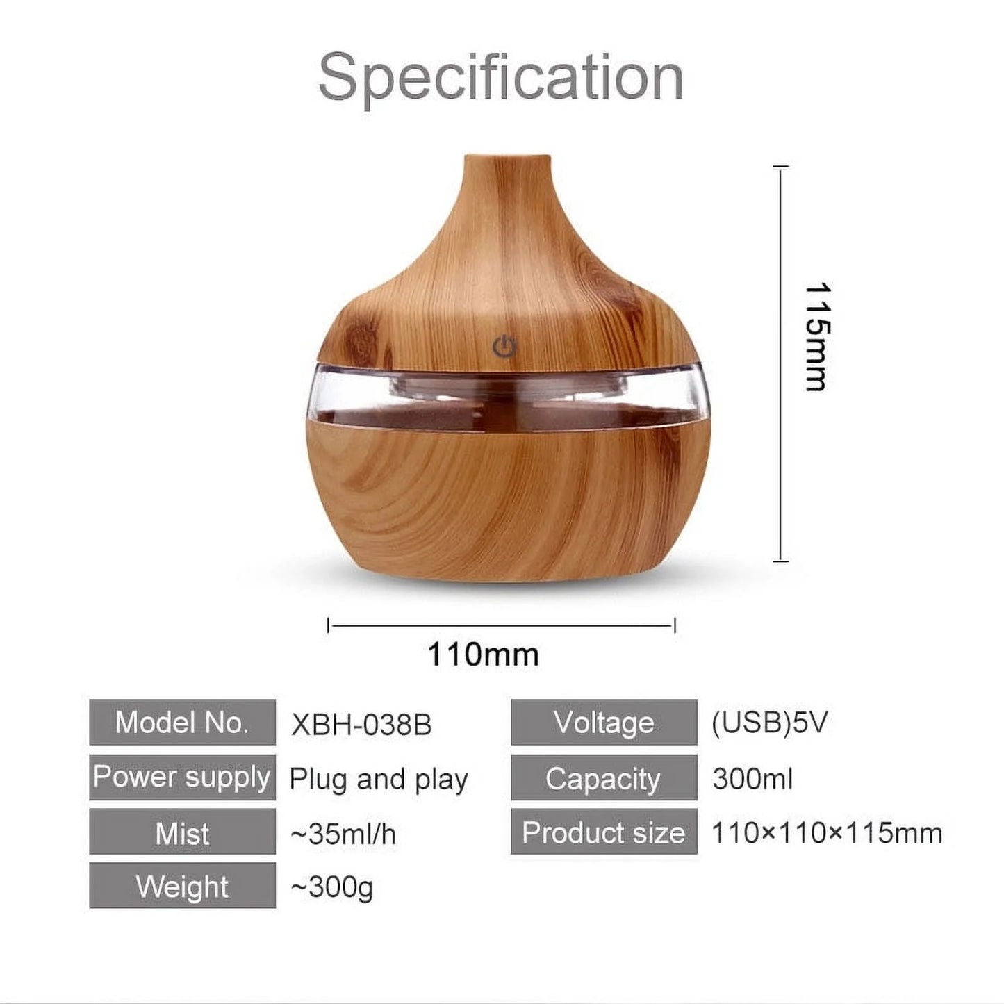 🌿 300ML Cool Mist Essential Oil Diffuser & Humidifier – Ultrasonic Aroma Air Freshener with Auto Shut-Off, 7 LED Colors & Timer