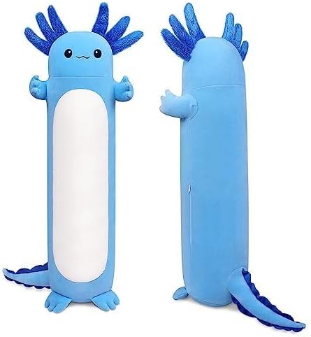 🌸20" Standing Axolotl Plush Pillow – Soft Pink Kawaii Cat-Faced Salamander Hug Toy for Adults, Gamers & Office Decor | Geek Findings Exclusive