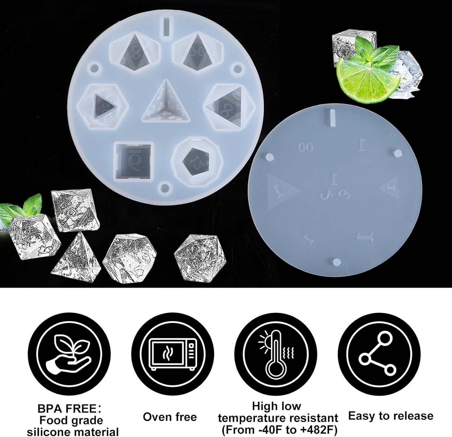 🎲 3D Dice Ice Cube Mold – Silicone DND Ice Tray for Whiskey, Cocktails, & Game Nights | Geeky Gift for Tabletop Fans & Drink Lovers