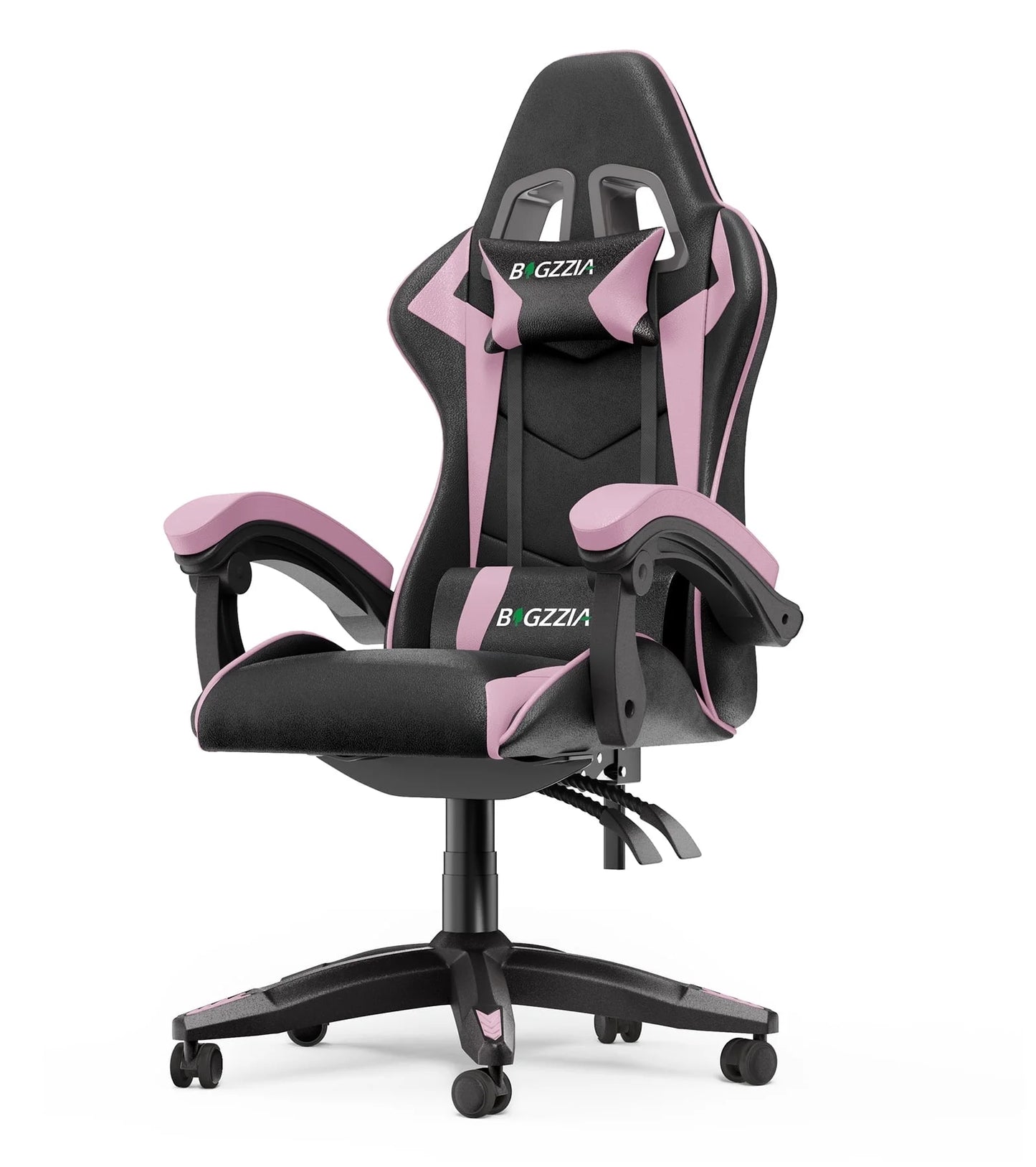 🌸🎮Bigzzia Pink & Black Racing Gaming Chair – Ergonomic Office Chair with Massage Lumbar Pillow, Adjustable Recline & Headrest | Cherry Blossom Collection | Geek Findings