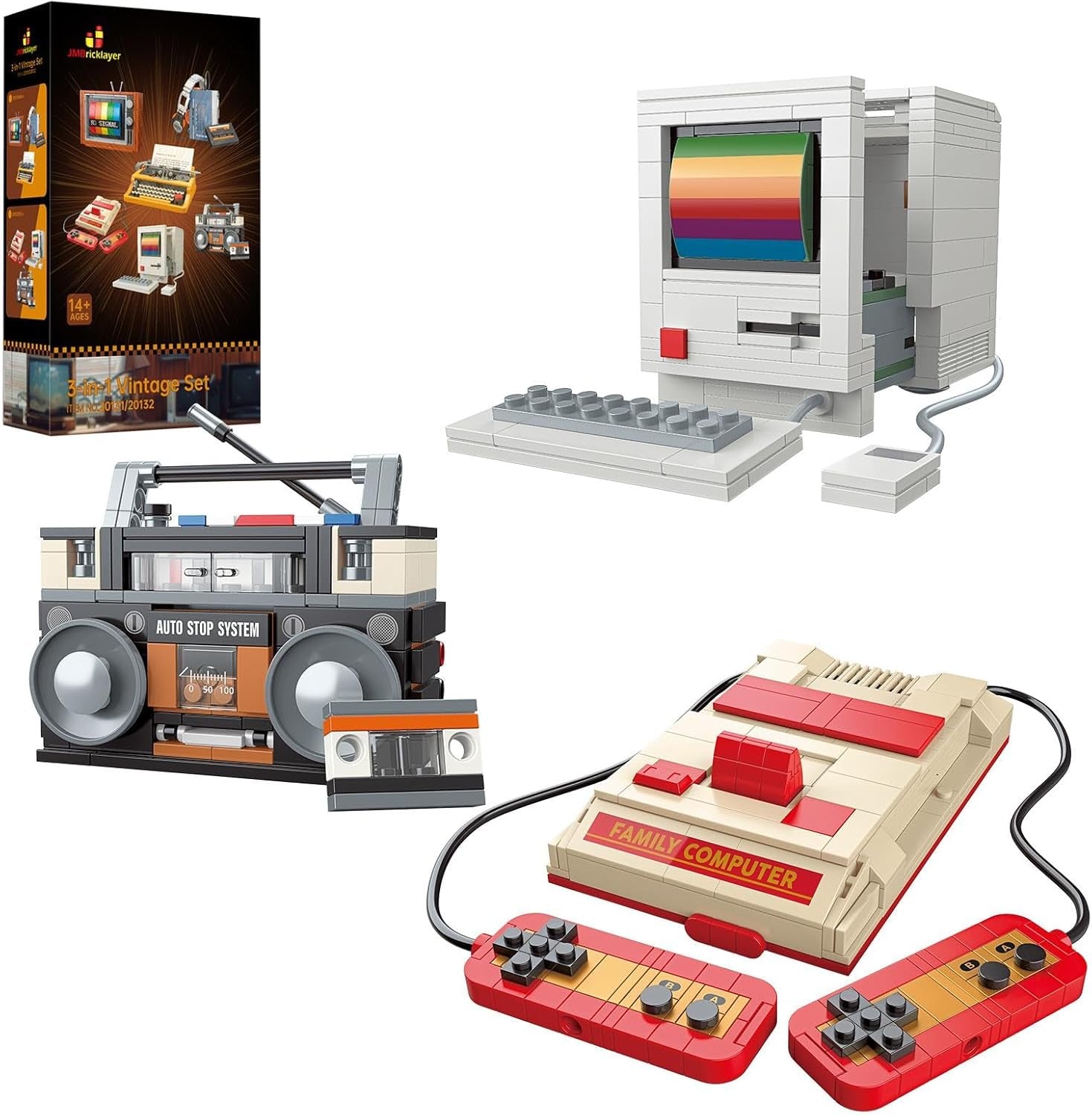 Retro Tech Building Set – Typewriter, Walkman & TV Mini Models (660 Pieces) | Vintage Brick Decor Kit for Adults & Teens, Creative Gift for Collectors, Gamers & Geeks