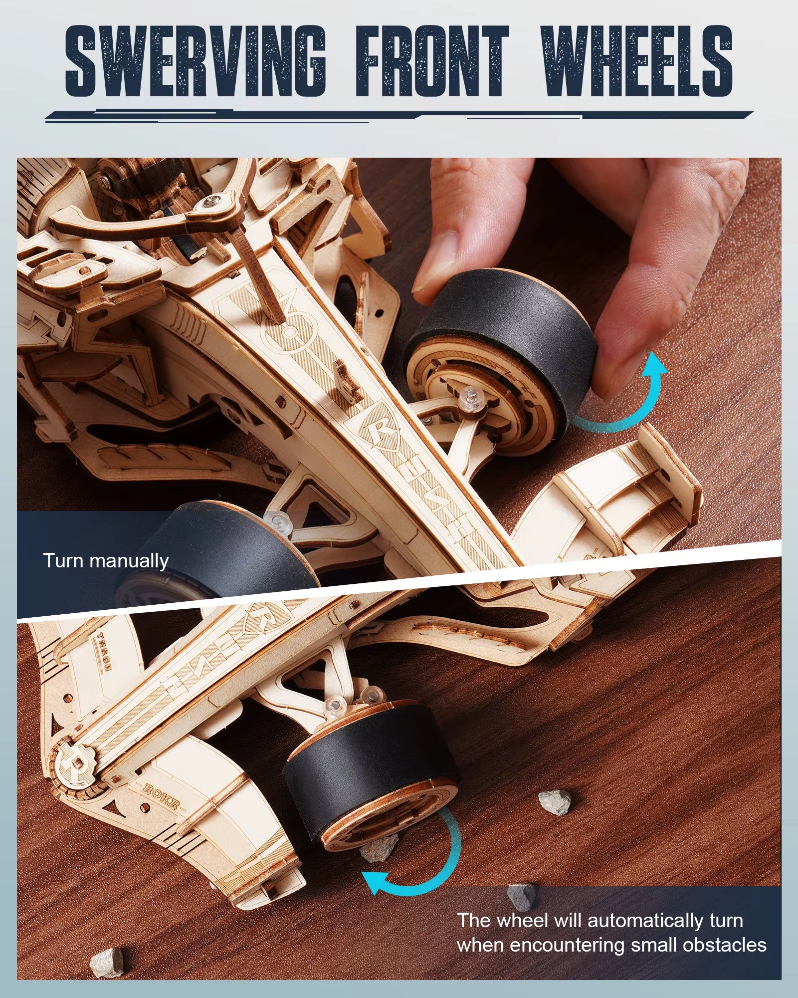 🏎️ Rokr 3D Wooden Racing Car Puzzle DIY Model Kit | Mechanical Roaring Engine, 8-10M Forward Movement | Perfect for Adults & Teens | Geek Findings