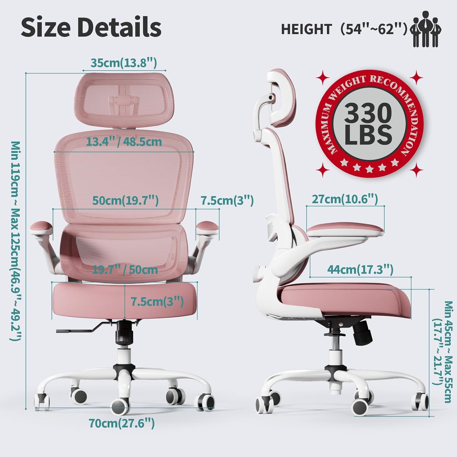 🌸Blossom Comfort: Pink Ergonomic Mesh Office Chair – High-Back Adjustable Desk & Gaming Chair (330 lbs Support) | Cherry Blossom Collection