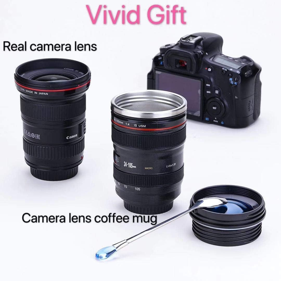 ๐ธ Camera Lens Coffee Mug โ Realistic Stainless Steel Thermos for Photographers, Travel Mugs & Unique Gifts for Creatives | Fun & Functional Desk Decor