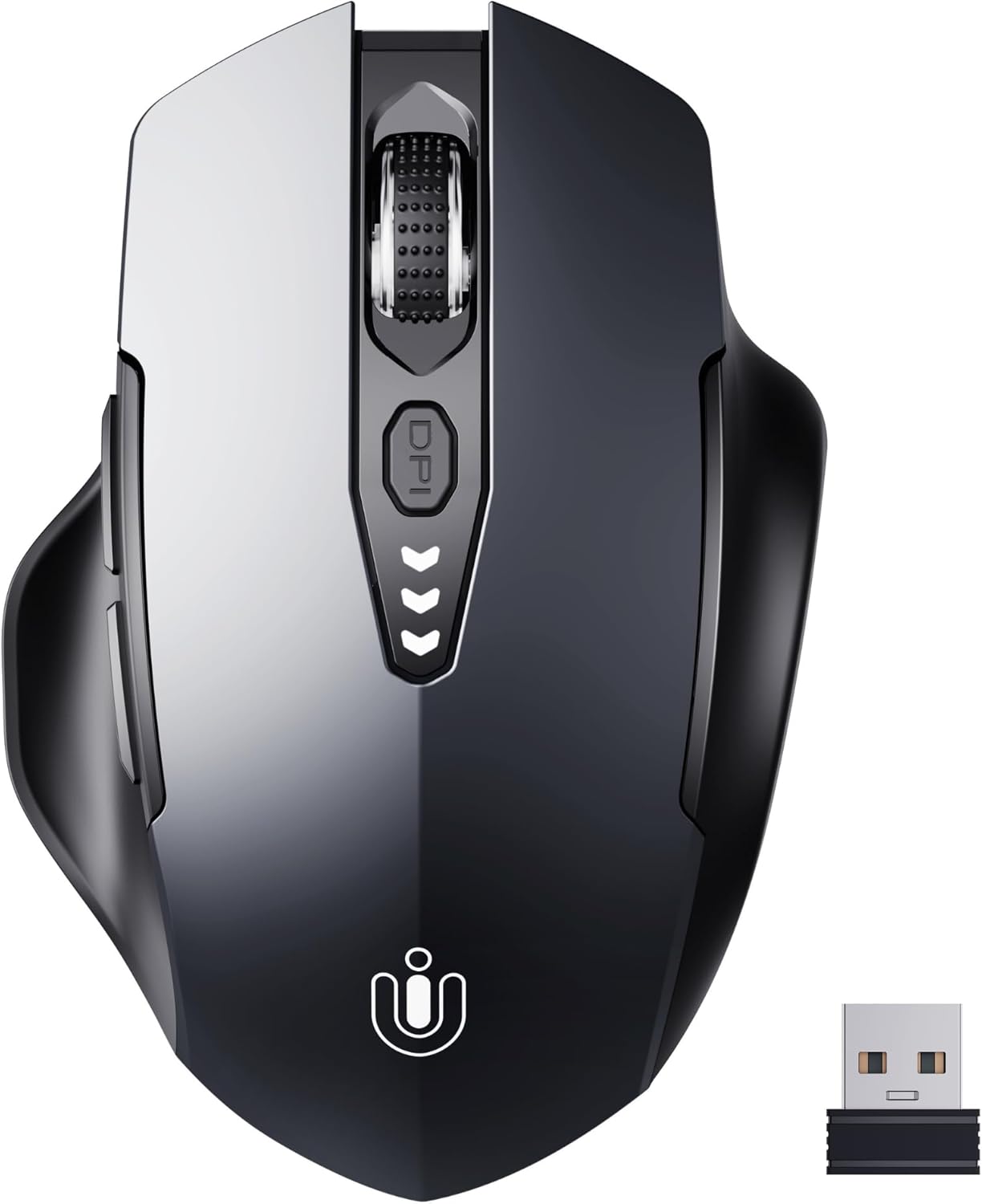 ⚡ Ergonomic Wireless Mouse with Visible Battery Level – 2.4GHz, Rechargeable, 4 DPI Settings