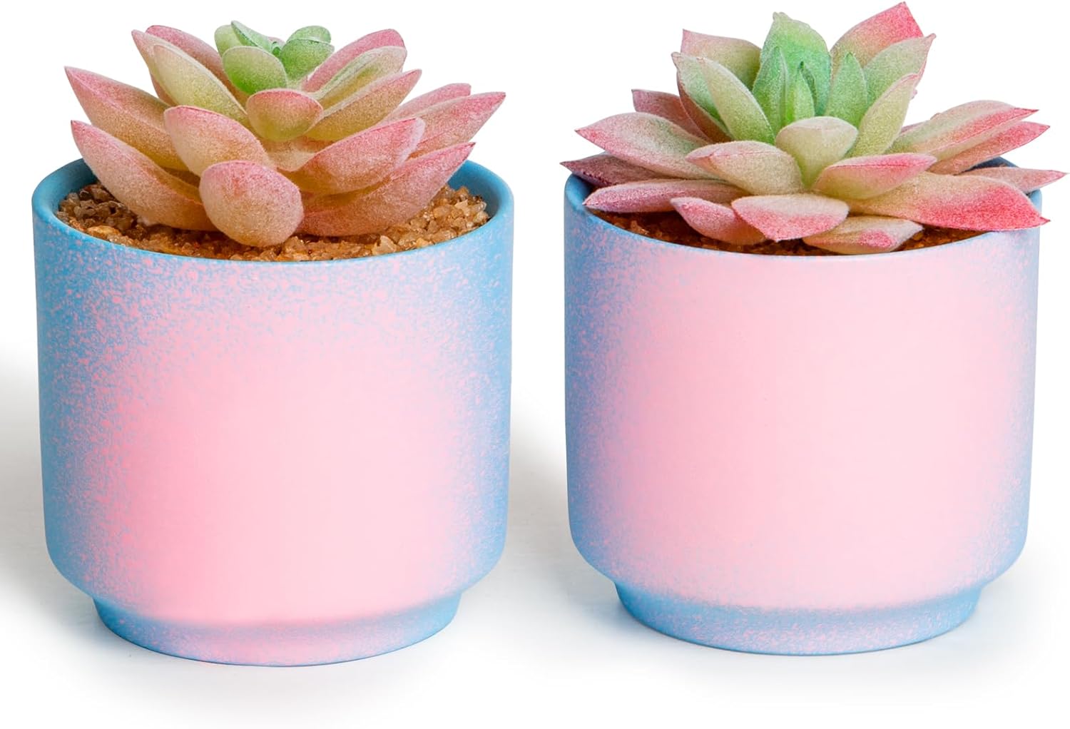 Artificial Succulent Plants in 4 Pink Ceramic Pots, Cute Fake Plants for Vanity Decor, Office, Desk, Bathroom, Kitchen, Bedroom, Shelves Decor for Women, Girls Gift