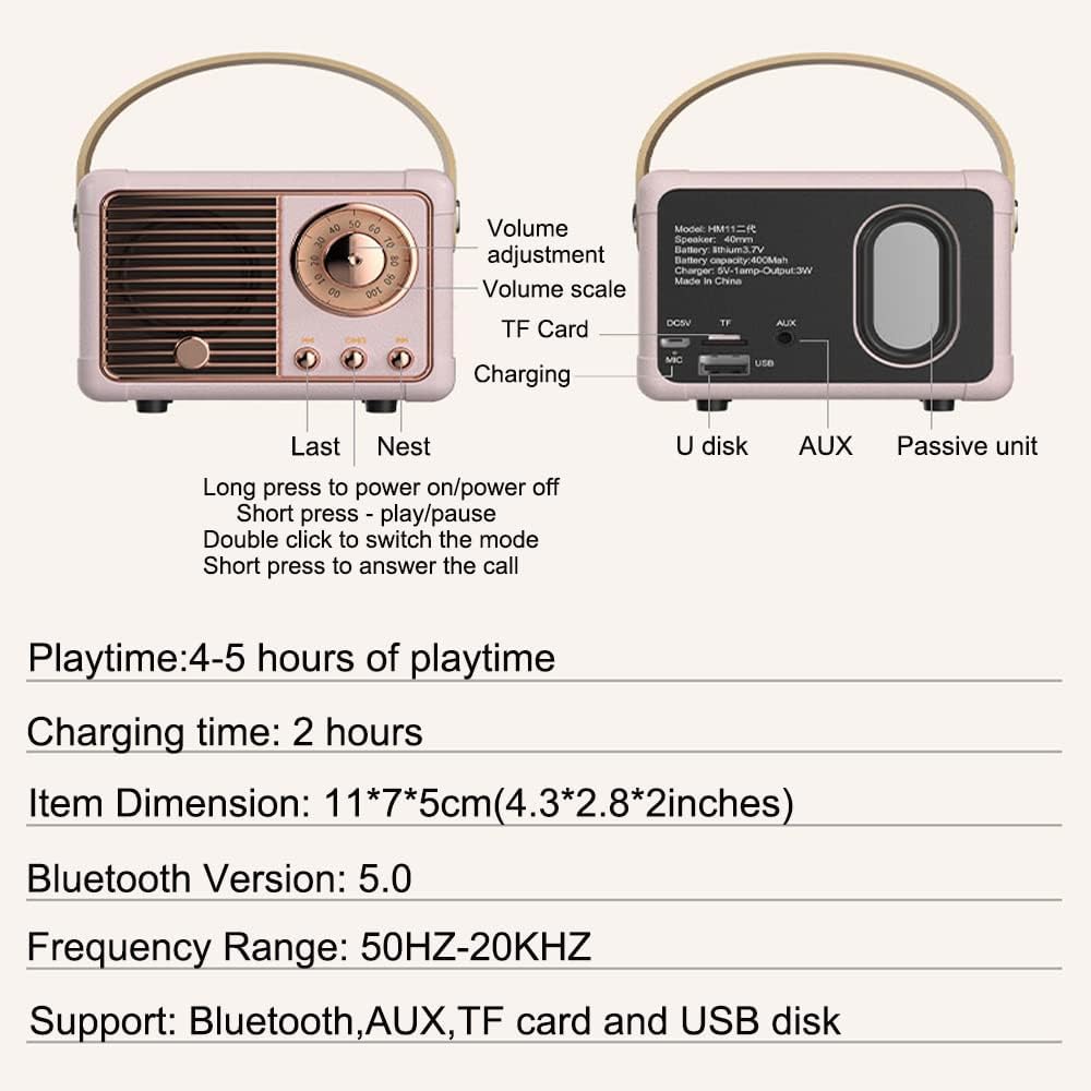 Retro Bluetooth Mini Speaker โ Vintage Wireless Sound with Rich Bass | Portable 5.0 Speaker for Desk, Office, Gaming Room & Gifts | Geek Findings