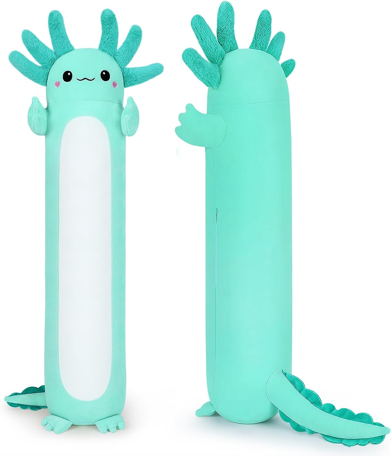 🌸20" Standing Axolotl Plush Pillow – Soft Pink Kawaii Cat-Faced Salamander Hug Toy for Adults, Gamers & Office Decor | Geek Findings Exclusive