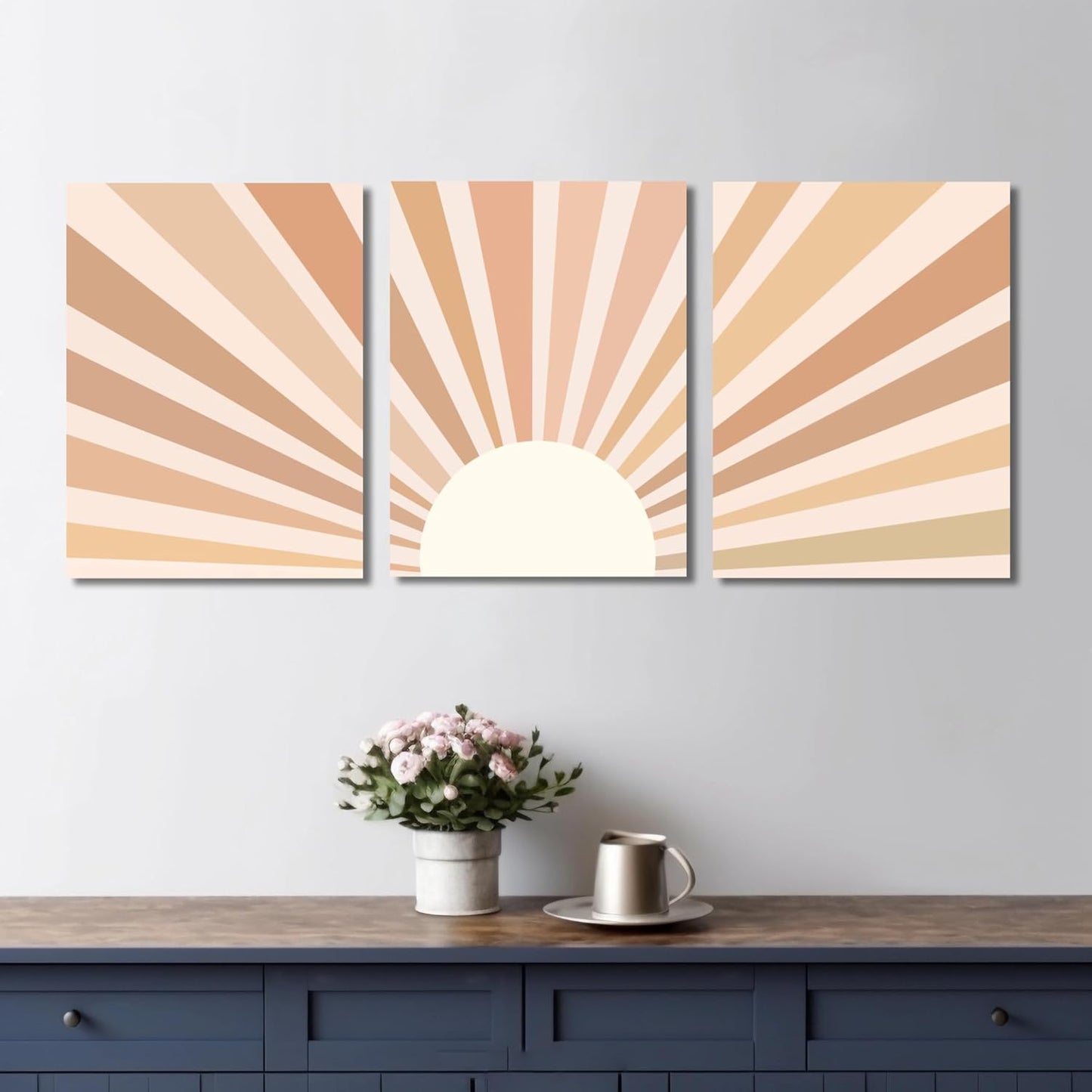 🌸🎑Cherry Blossom Moon Lake Framed Canvas Wall Art – Set of 3 | Japanese-Inspired Floral Landscape Prints for Game Stations, Offices & Home Decor | 16"x12" Each | Geek Findings Cherry Blossom Collection