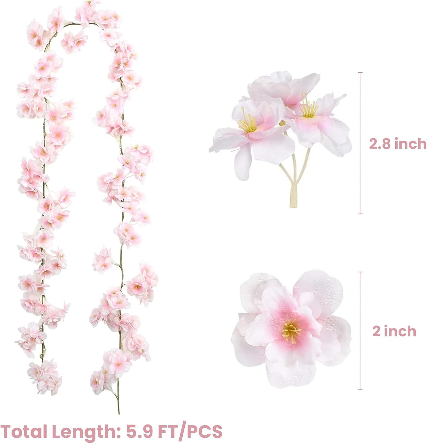 🌸Cherry Blossom Garland – 4-Pack (23.6 FT Total) Silk Sakura Vines for Office, Gaming Setups & Home Décor | Elegant Faux Hanging Flowers for Desk, Wall, Wedding, and Room Accents – Geek Findings Exclusive