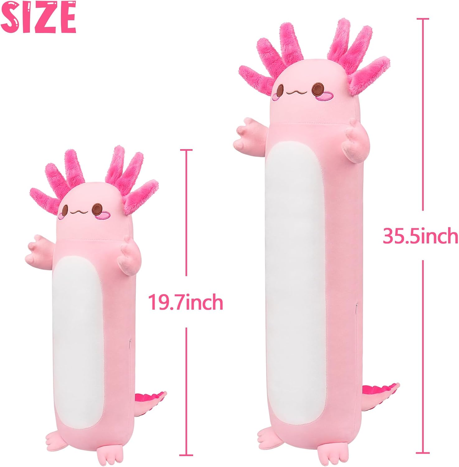 🌸20" Standing Axolotl Plush Pillow – Soft Pink Kawaii Cat-Faced Salamander Hug Toy for Adults, Gamers & Office Decor | Geek Findings Exclusive