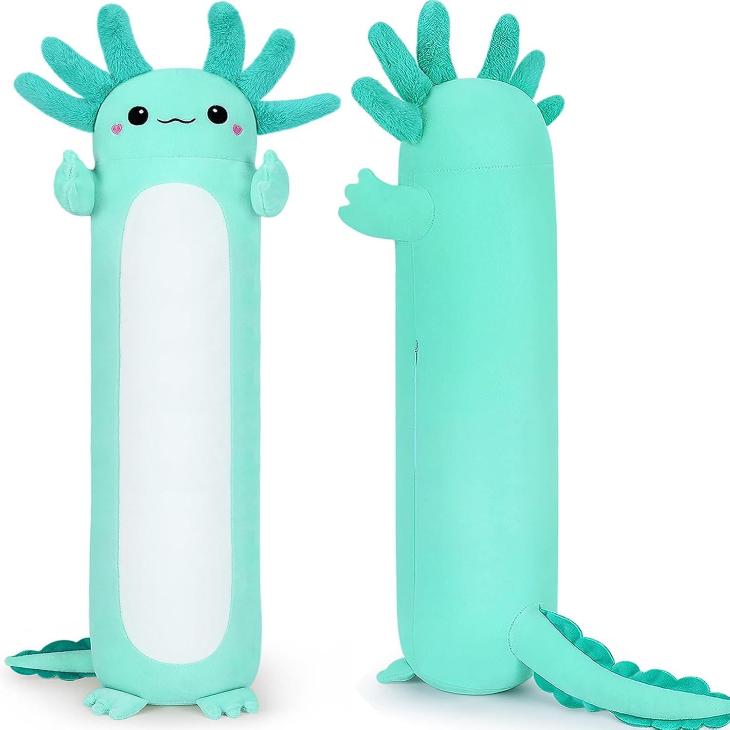 🌸20" Standing Axolotl Plush Pillow – Soft Pink Kawaii Cat-Faced Salamander Hug Toy for Adults, Gamers & Office Decor | Geek Findings Exclusive