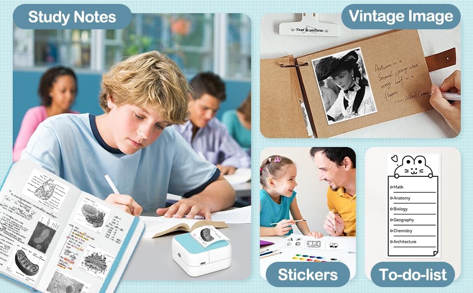Mini Sticker Printer โ Portable Bluetooth Thermal Printer with Sticker Rolls | Inkless PrintPods for Journaling, DIY Notes, Labeling & Gifting | Fun Pocket Gadget for iPhone & Android