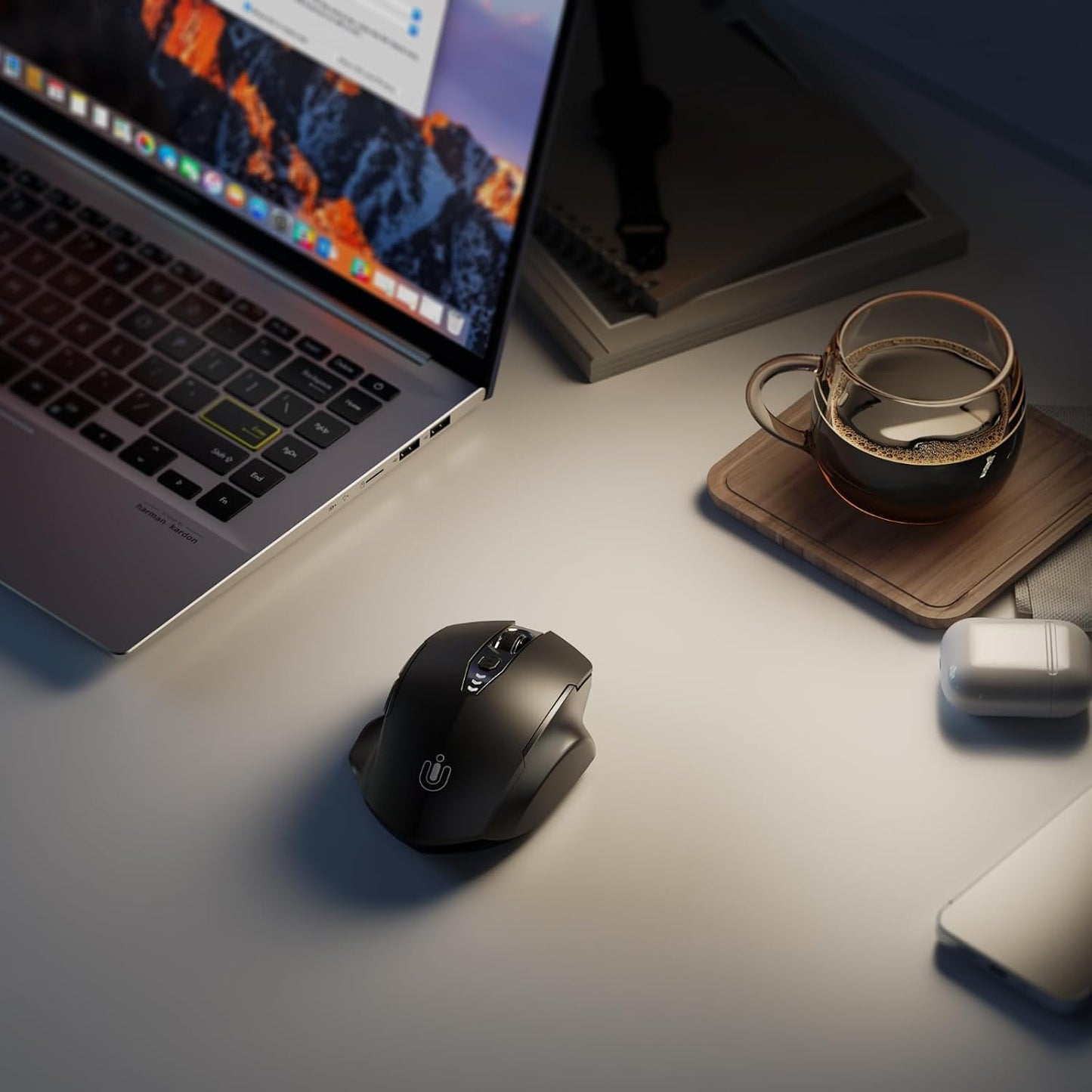 ⚡ Ergonomic Wireless Mouse with Visible Battery Level – 2.4GHz, Rechargeable, 4 DPI Settings
