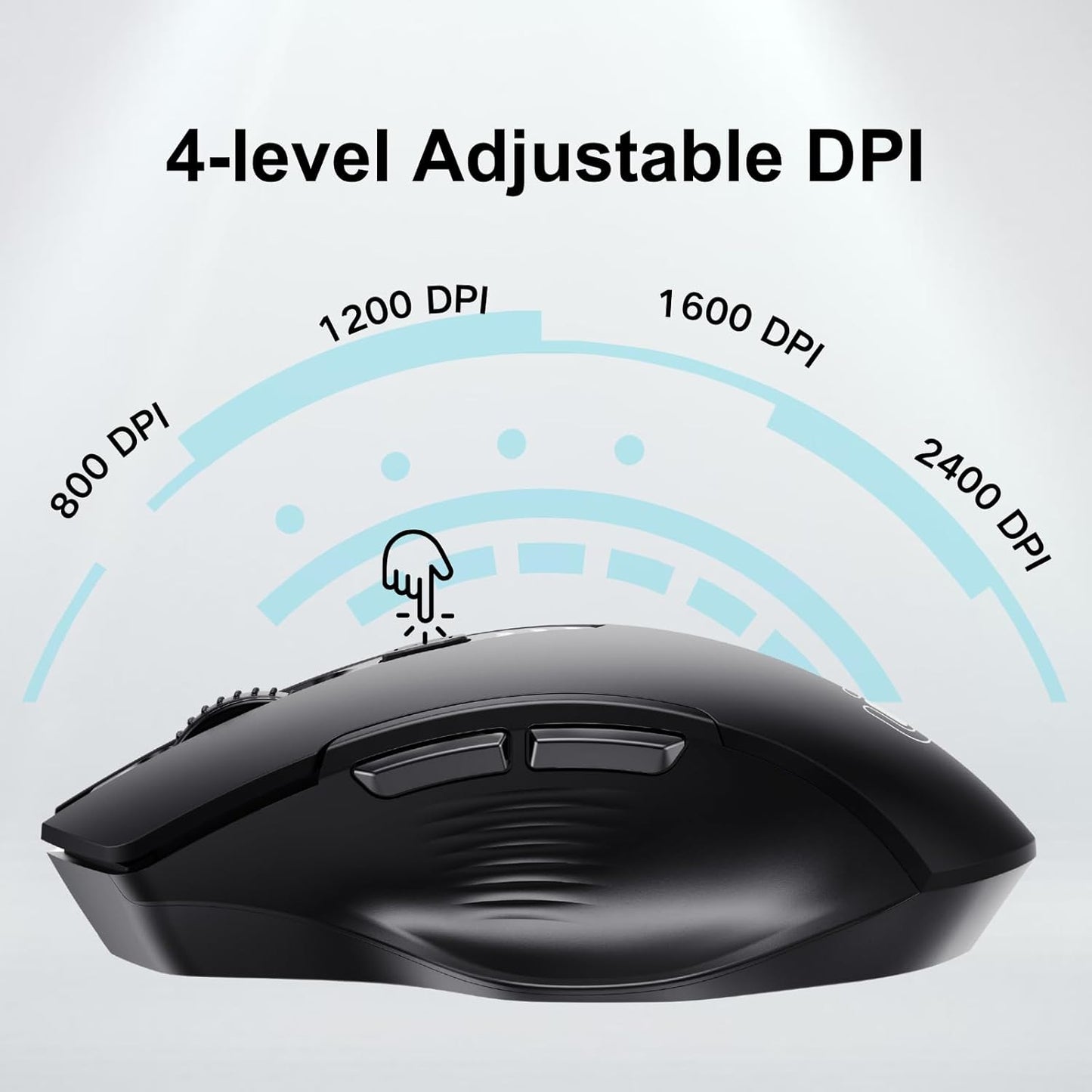 ⚡ Ergonomic Wireless Mouse with Visible Battery Level – 2.4GHz, Rechargeable, 4 DPI Settings