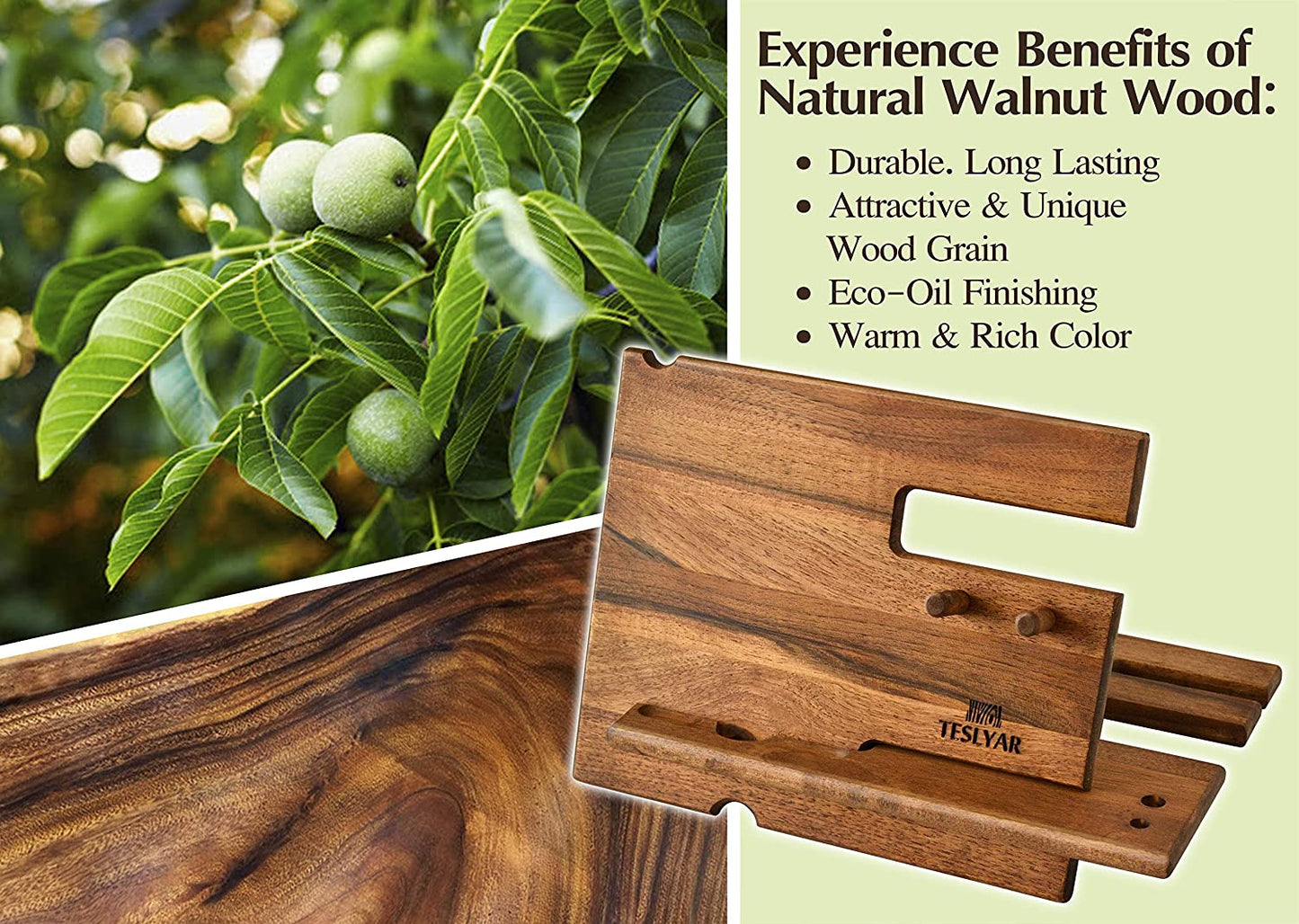 Walnut Wood Phone Docking Station for Men – Smart Organizer for Desk or Nightstand | Gift for Dad, Husband, Gamer, Tech Lover