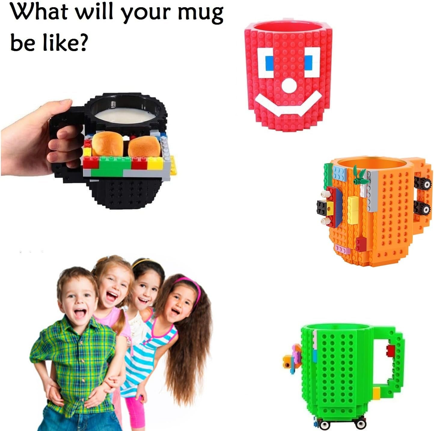 🧱☕Build-On Brick Coffee Mug – DIY Block-Compatible Cup for Adults & Kids | Creative Desk Toy, Geek Gift, Office Icebreaker | Includes Bonus Bricks | 15oz