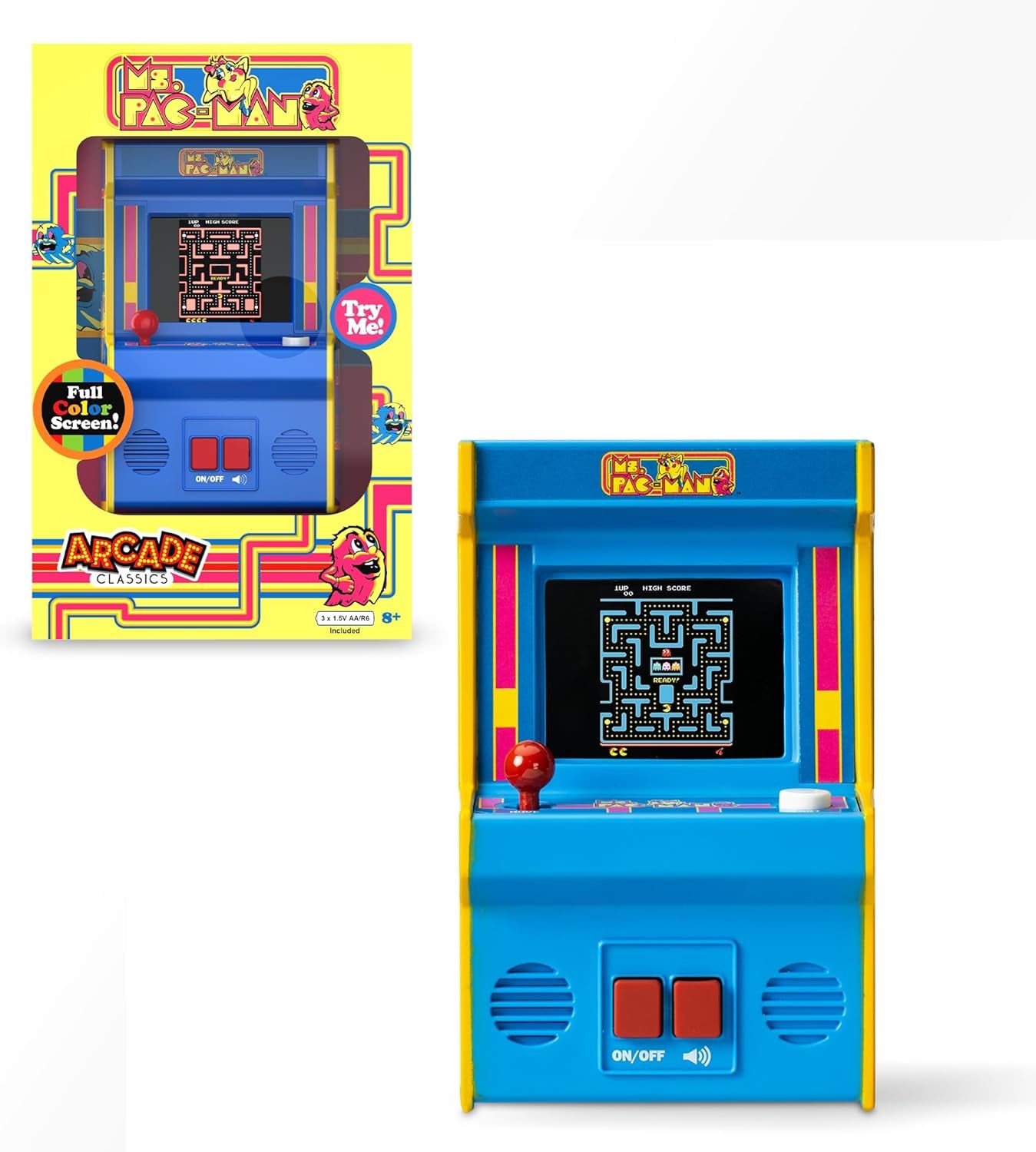 ๐ฎ Ms. Pac-Man Retro Mini Arcade Game โ Classic Handheld Electronic Console with Full Color Screen, Authentic 90s Gameplay | Perfect Gift for Kids & Collectors