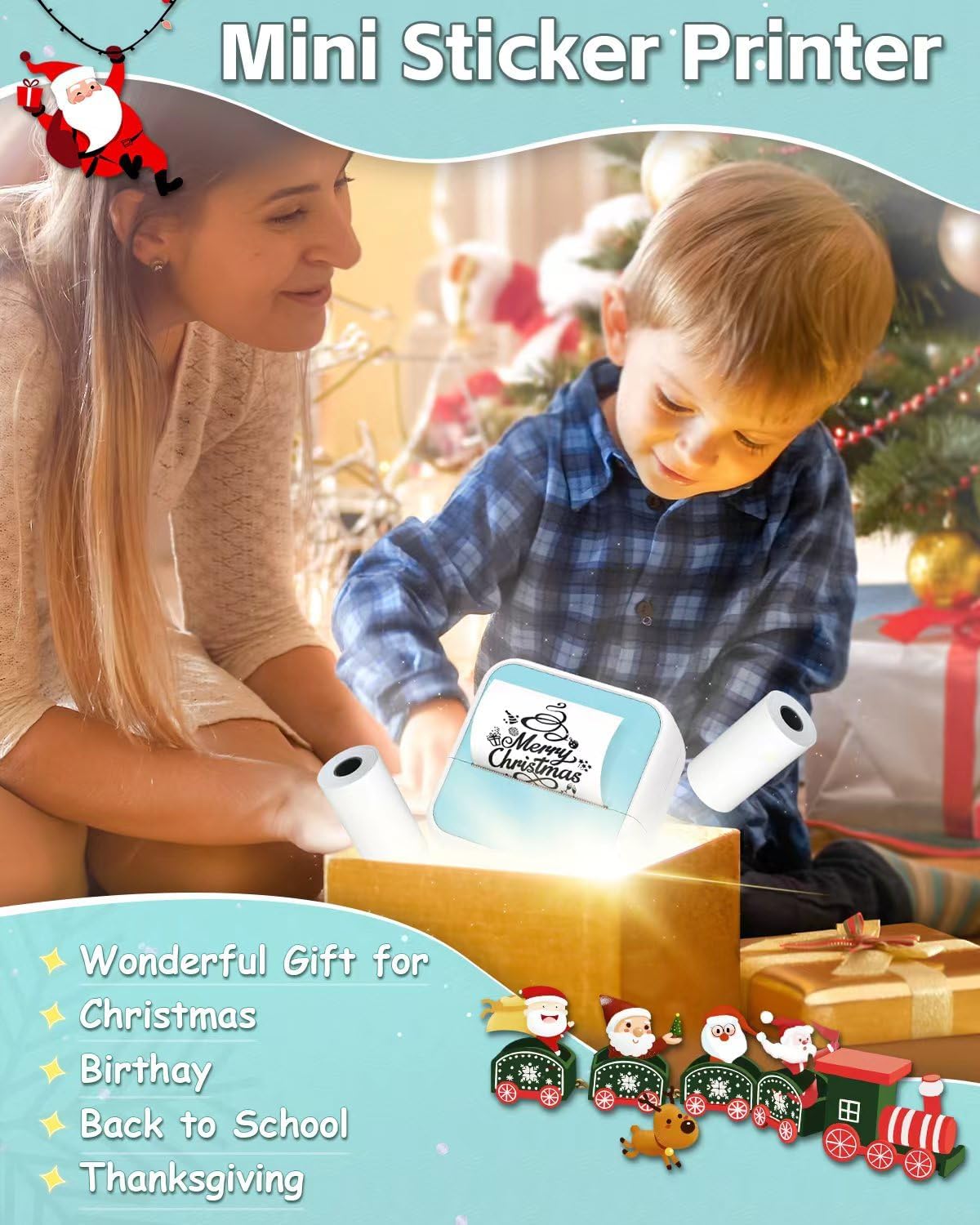 Mini Sticker Printer โ Portable Bluetooth Thermal Printer with Sticker Rolls | Inkless PrintPods for Journaling, DIY Notes, Labeling & Gifting | Fun Pocket Gadget for iPhone & Android